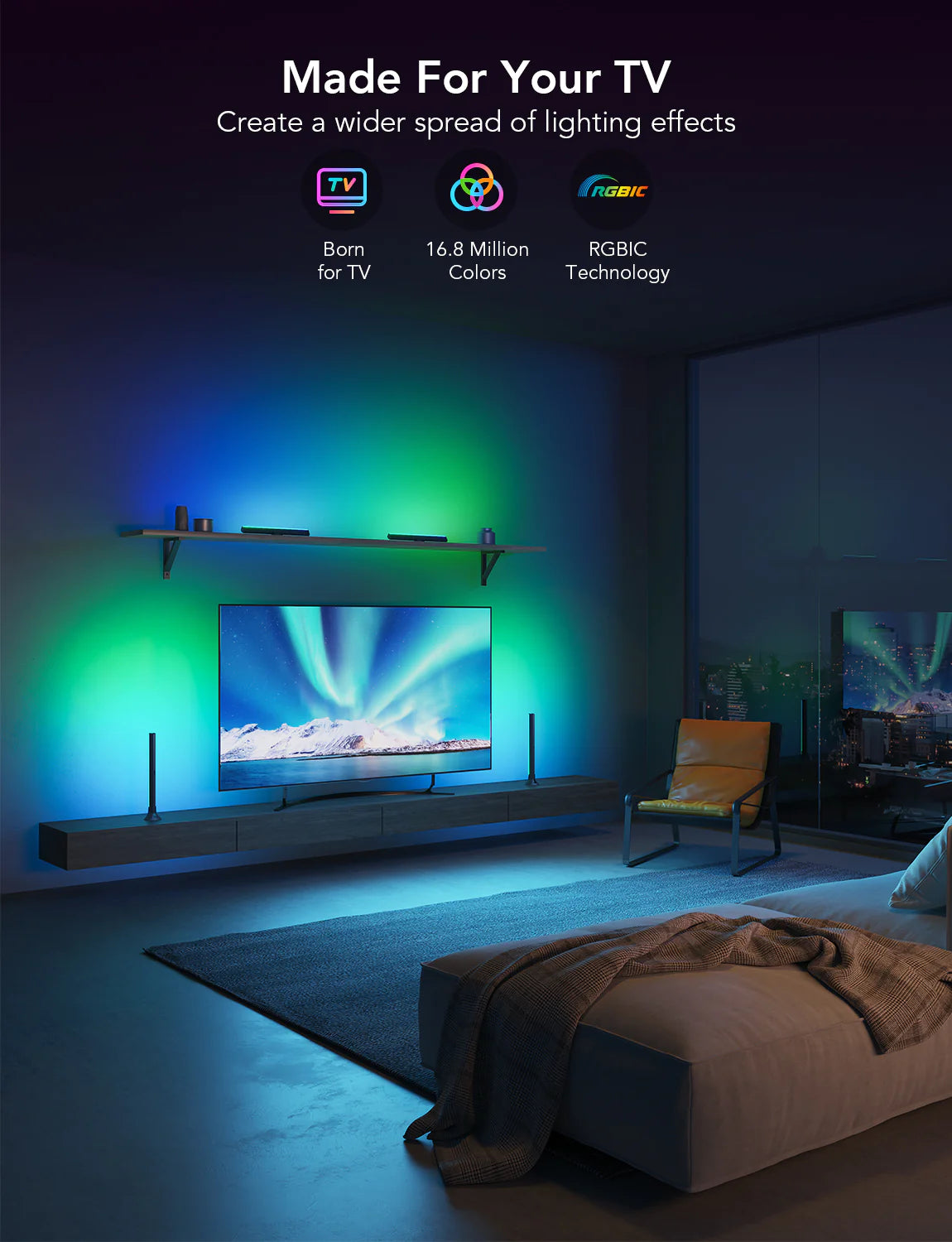 Govee RGBIC TV Light Bars for 55-75 inch TVs