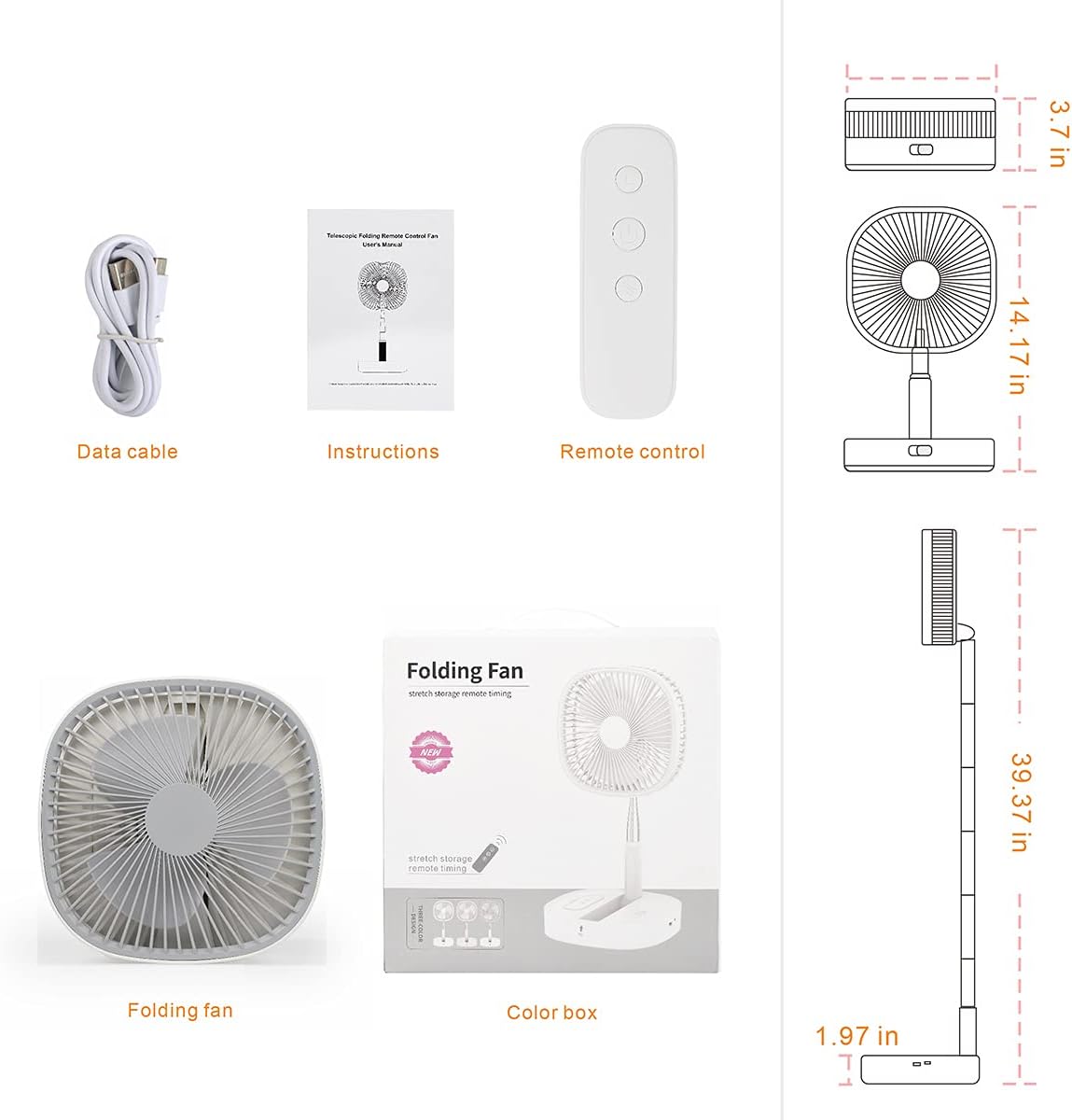 Portable Pedestal Fan - Foldaway Standing Fan Foldable Desk Fan,