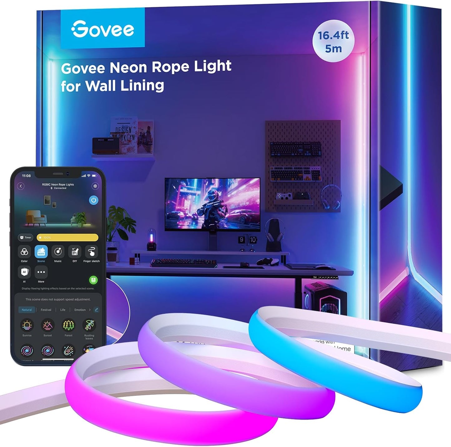 Govee Neon Rope Light for Wall Lining