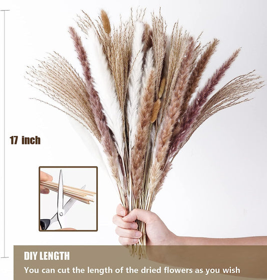 100 PCS Natural Dried Pampas Grass Bouquet