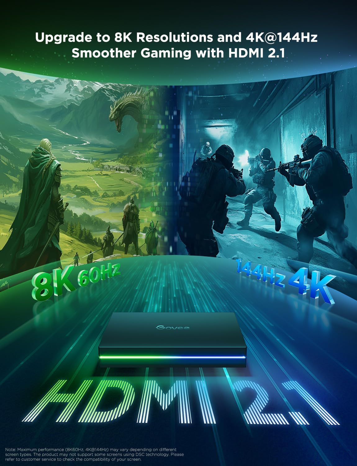 Govee HDMI 2.1 Sync Box 2, AI Sync Box with TV Backlight,