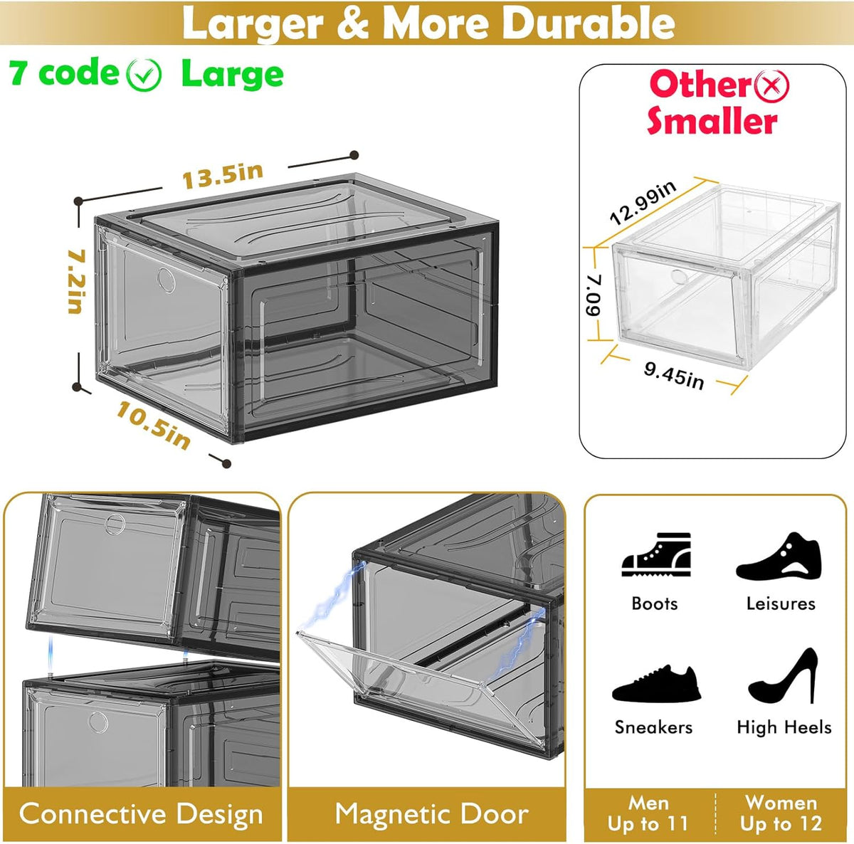 7 code Thicken & Sturdy Clear Shoe Storage Organizer