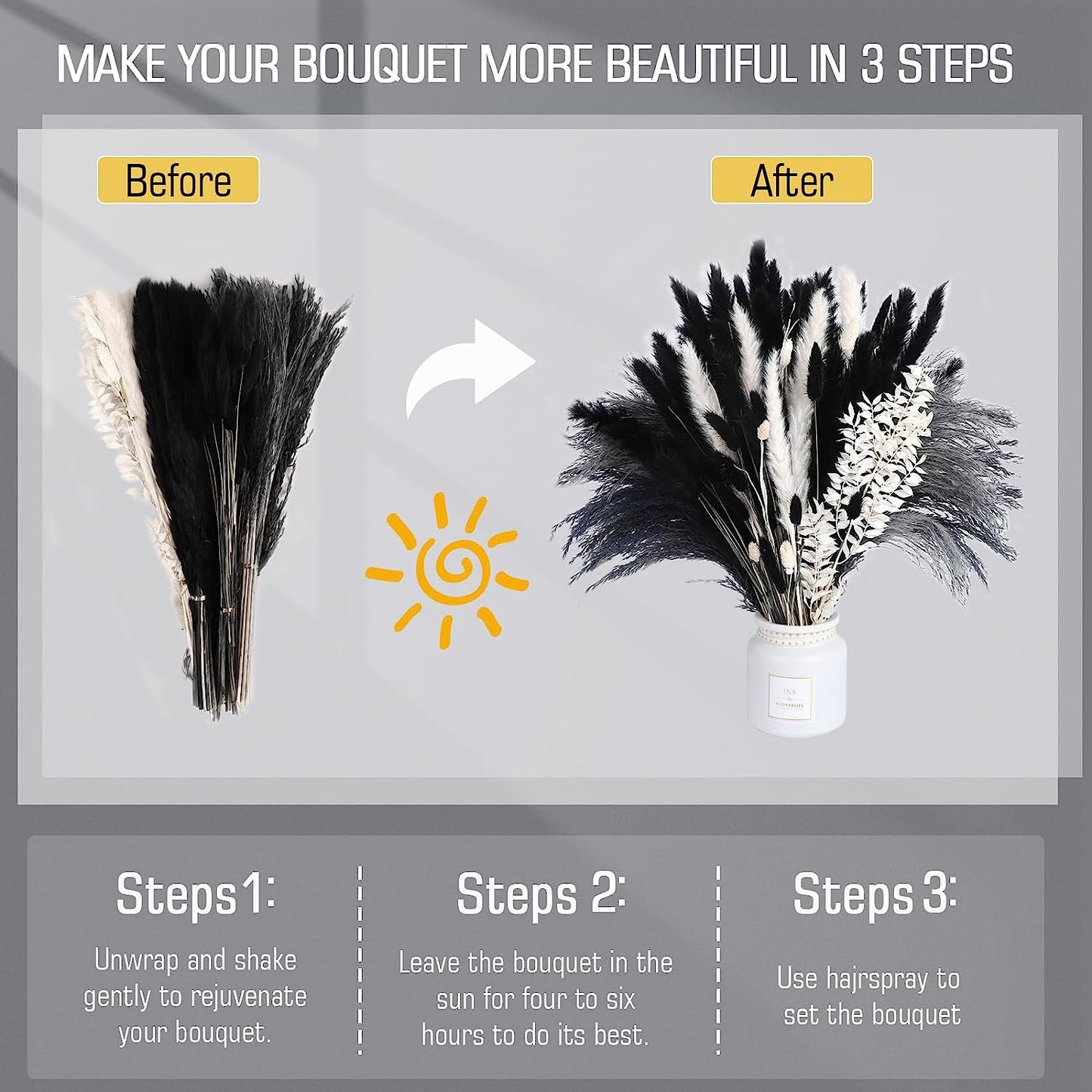 102PCS Black Pampas Grass