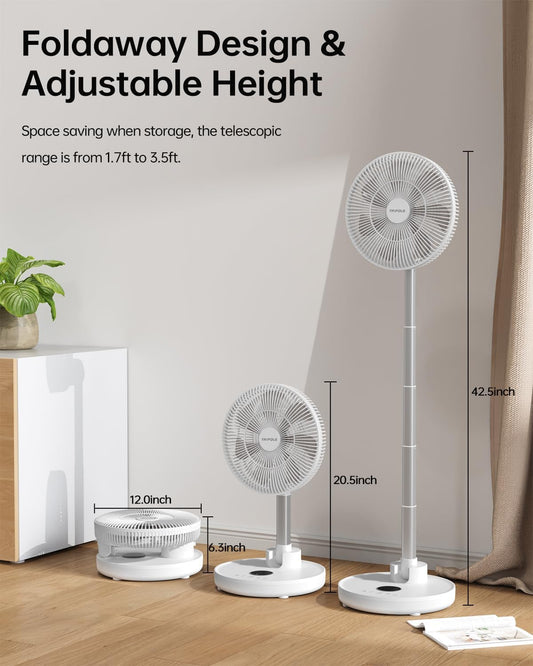 TriPole Standing Oscillating Pedestal Fan, Rechargeable Battery