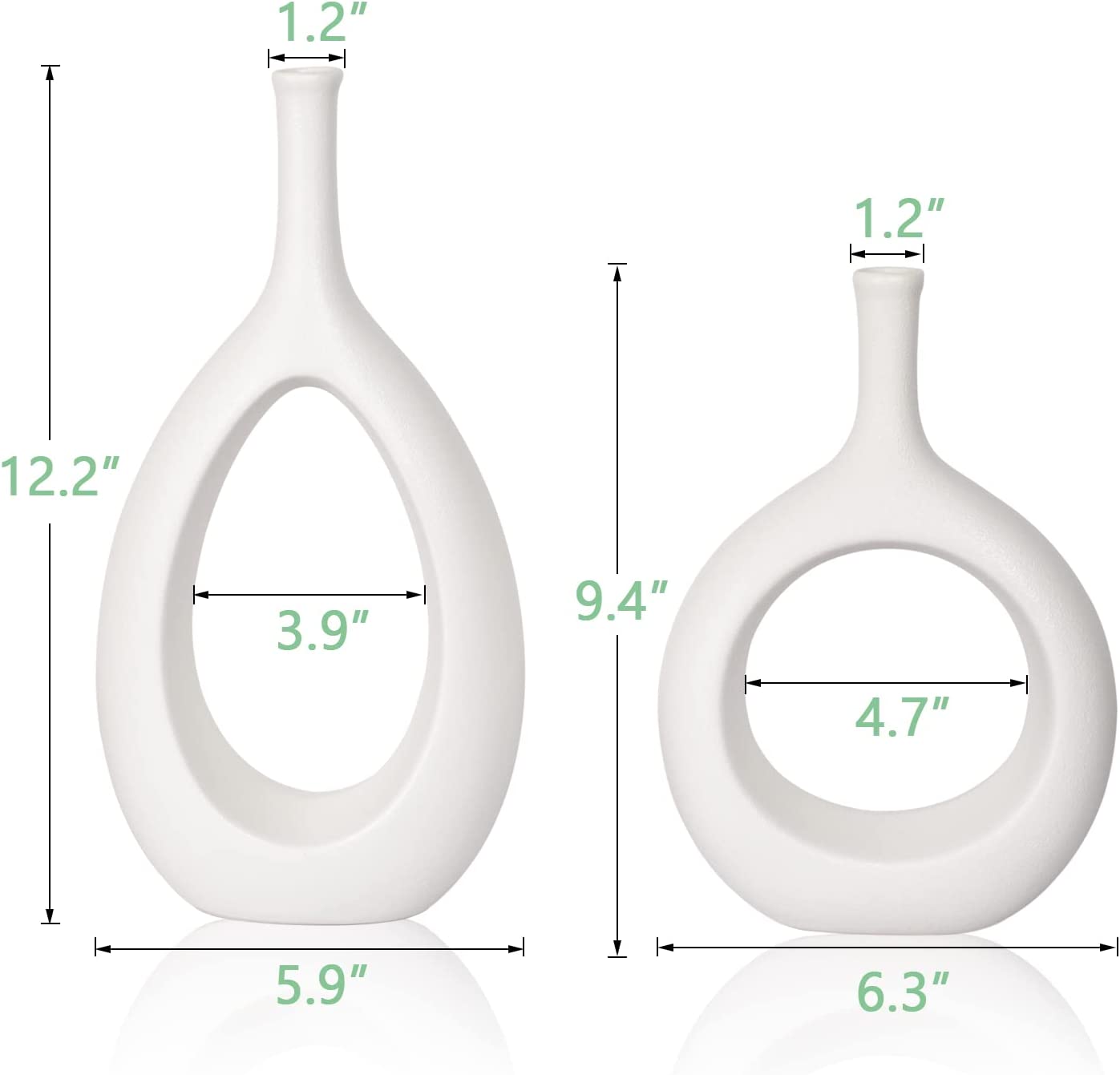 LIBWYS White Ceramic Vase Set of 2 Modern Vase