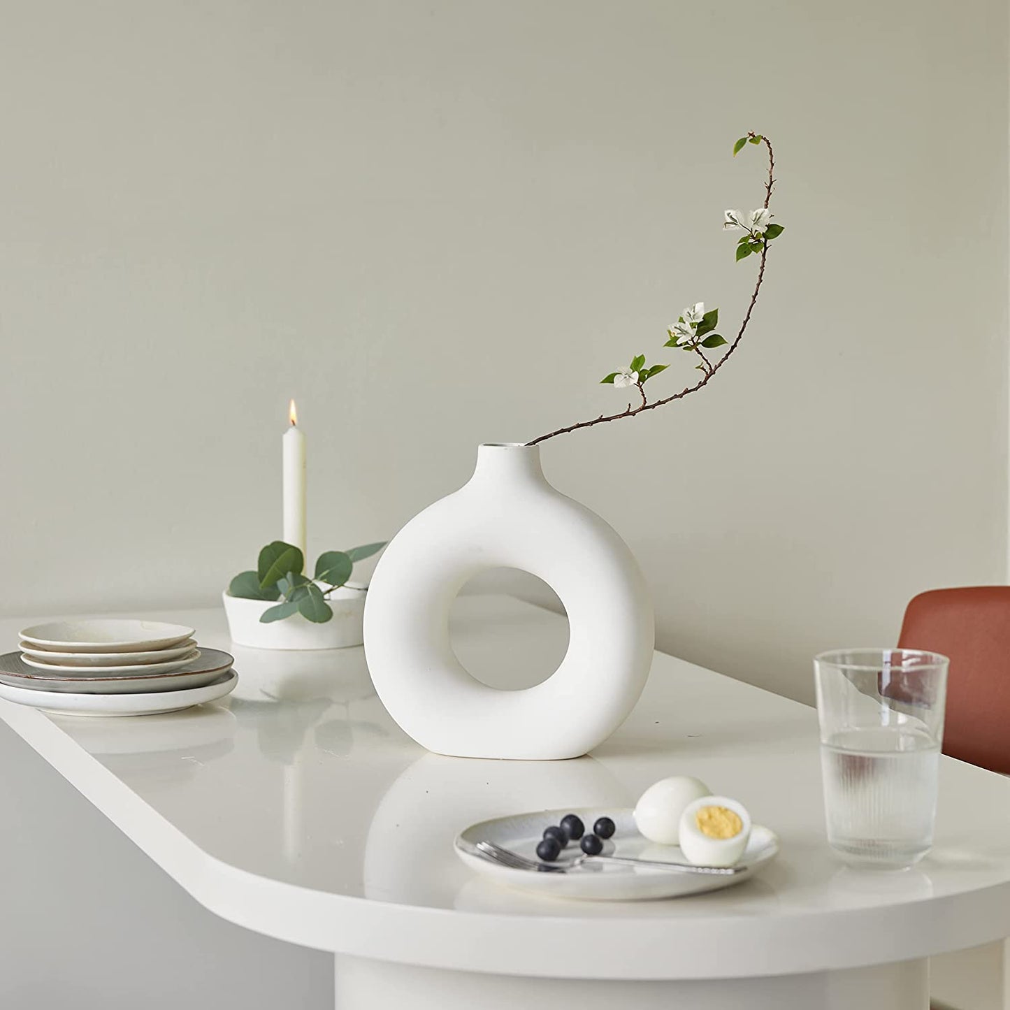 White Ceramic Donut Vase