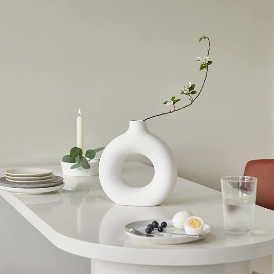 White Ceramic Donut Vase