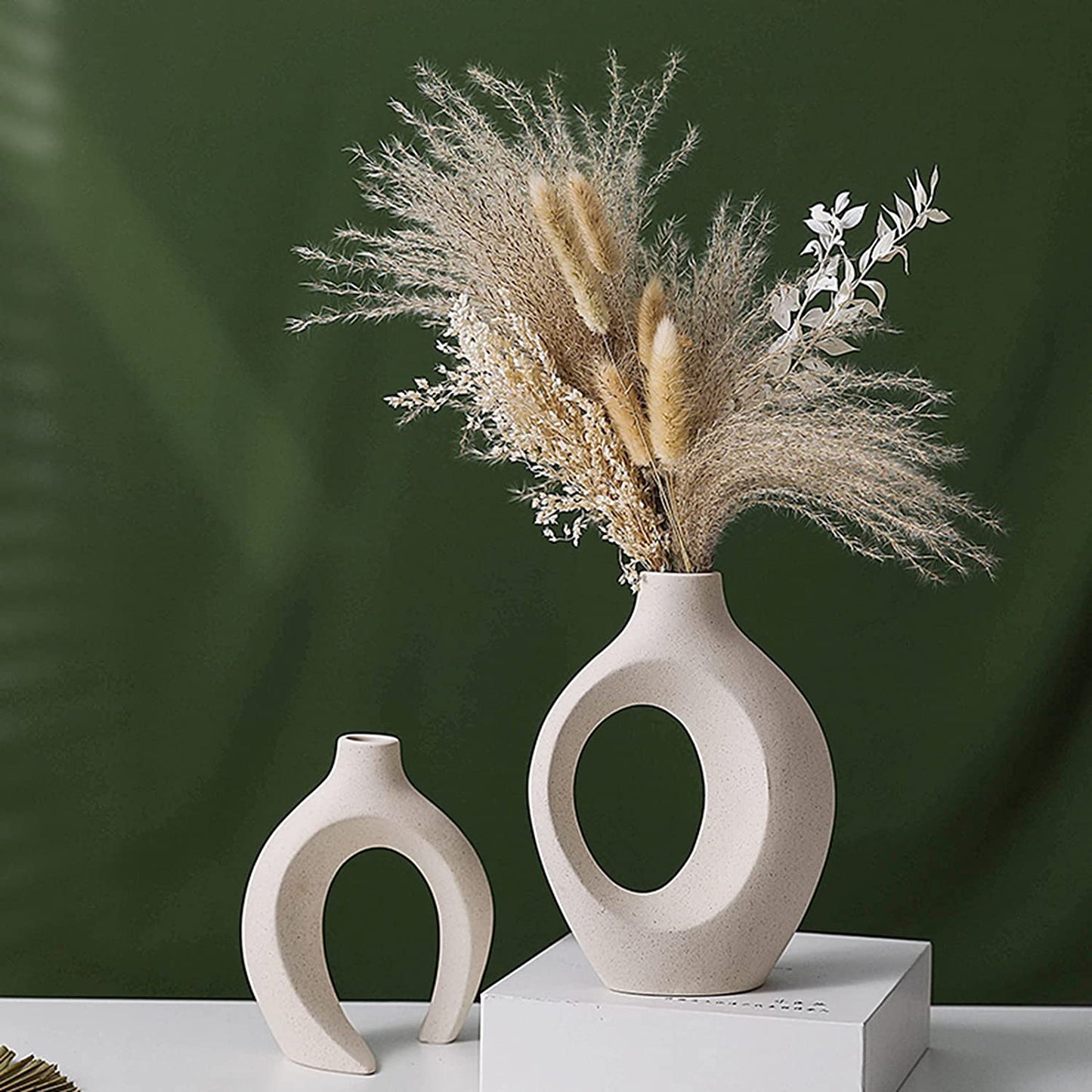 DACOSTIC Hollow Ceramic Vase Set of 2 for Modern Home Decor