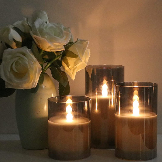 GenSwin Gray Glass Flameless Candles