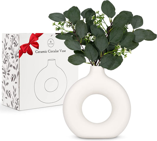 White Ceramic Donut Vase