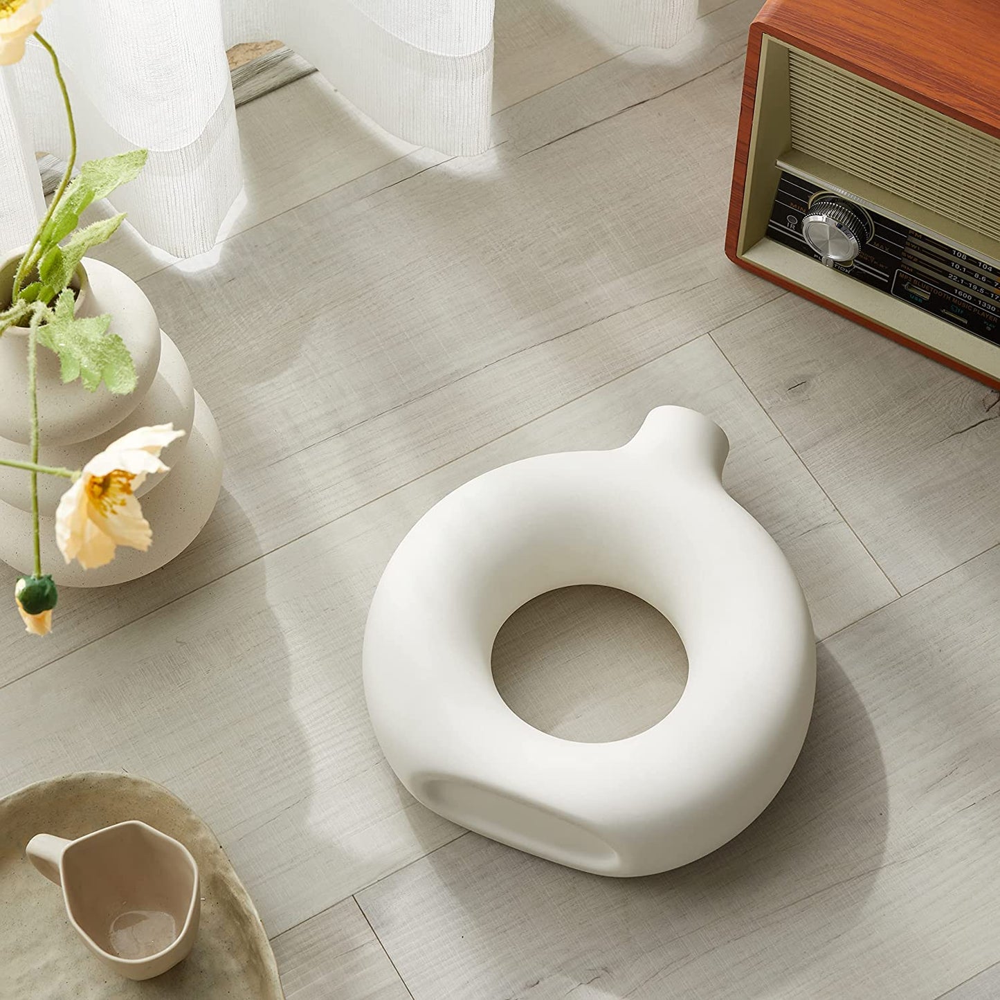 White Ceramic Donut Vase