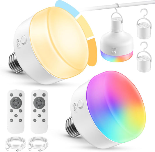 NIORSUN 2Packs E26 Battery Operated Light Bulb