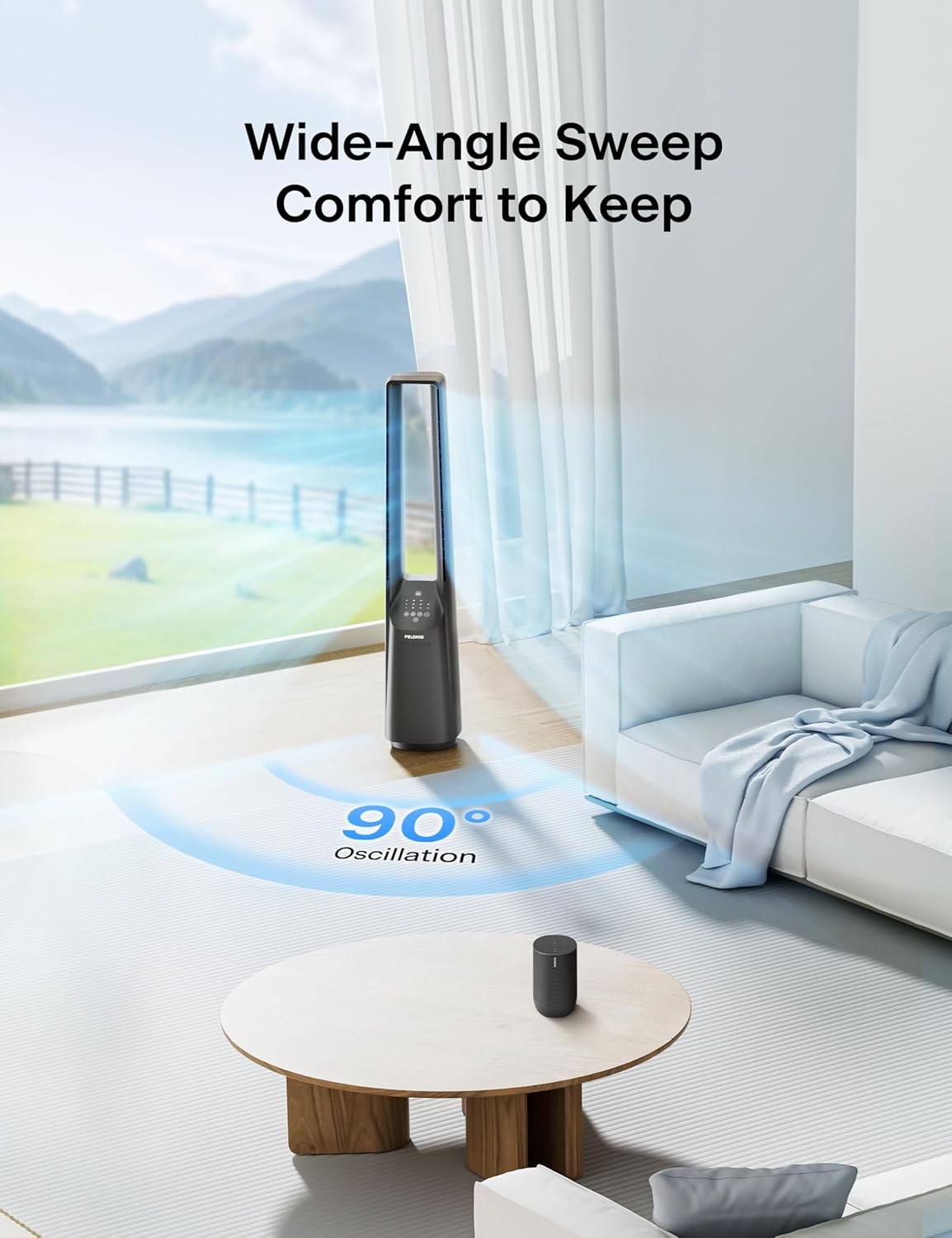 PELONIS 40" Smart Bladeless Fan for Bedrrom