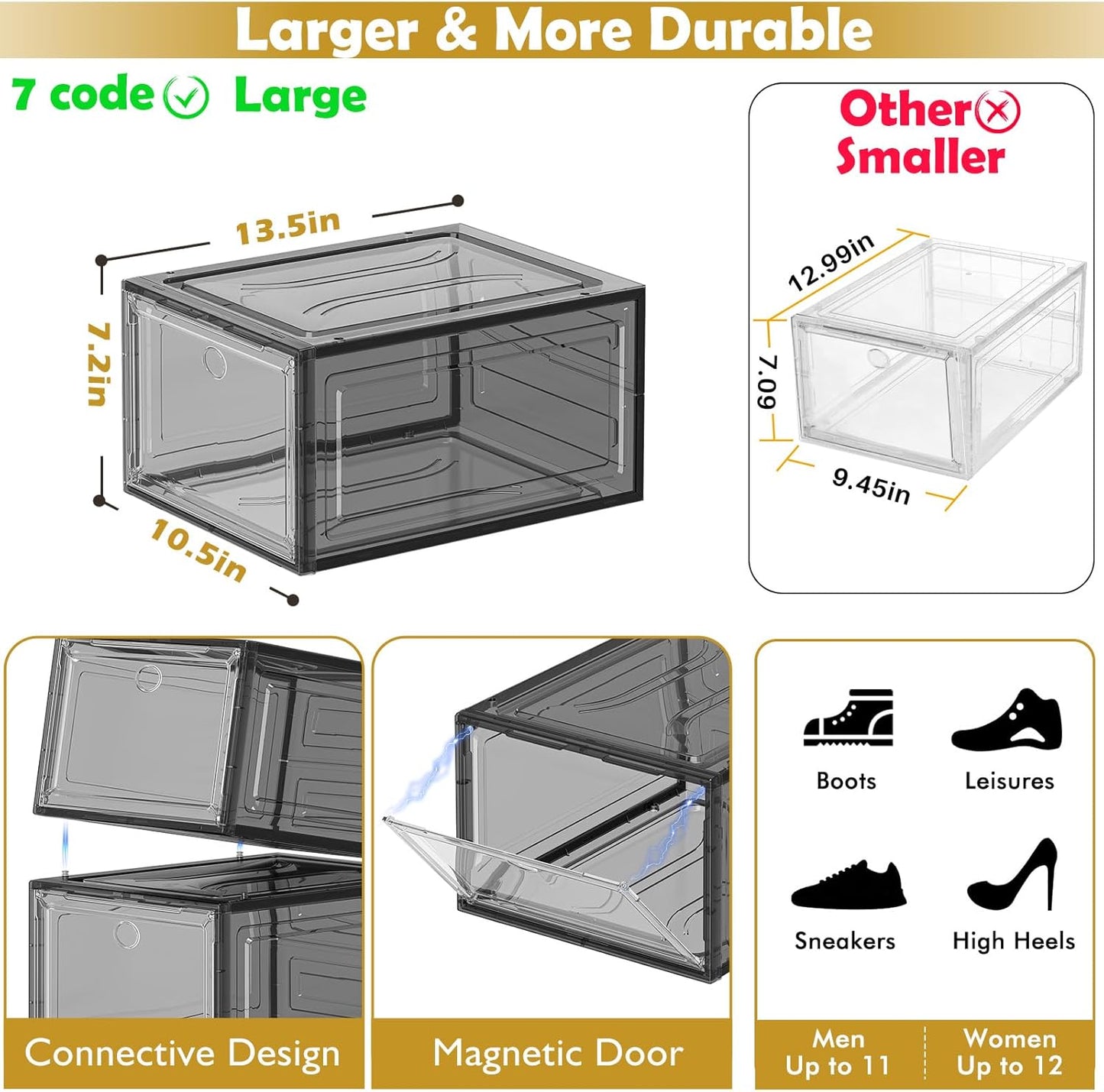 7 code Thicken & Sturdy Clear Shoe Storage Organizer