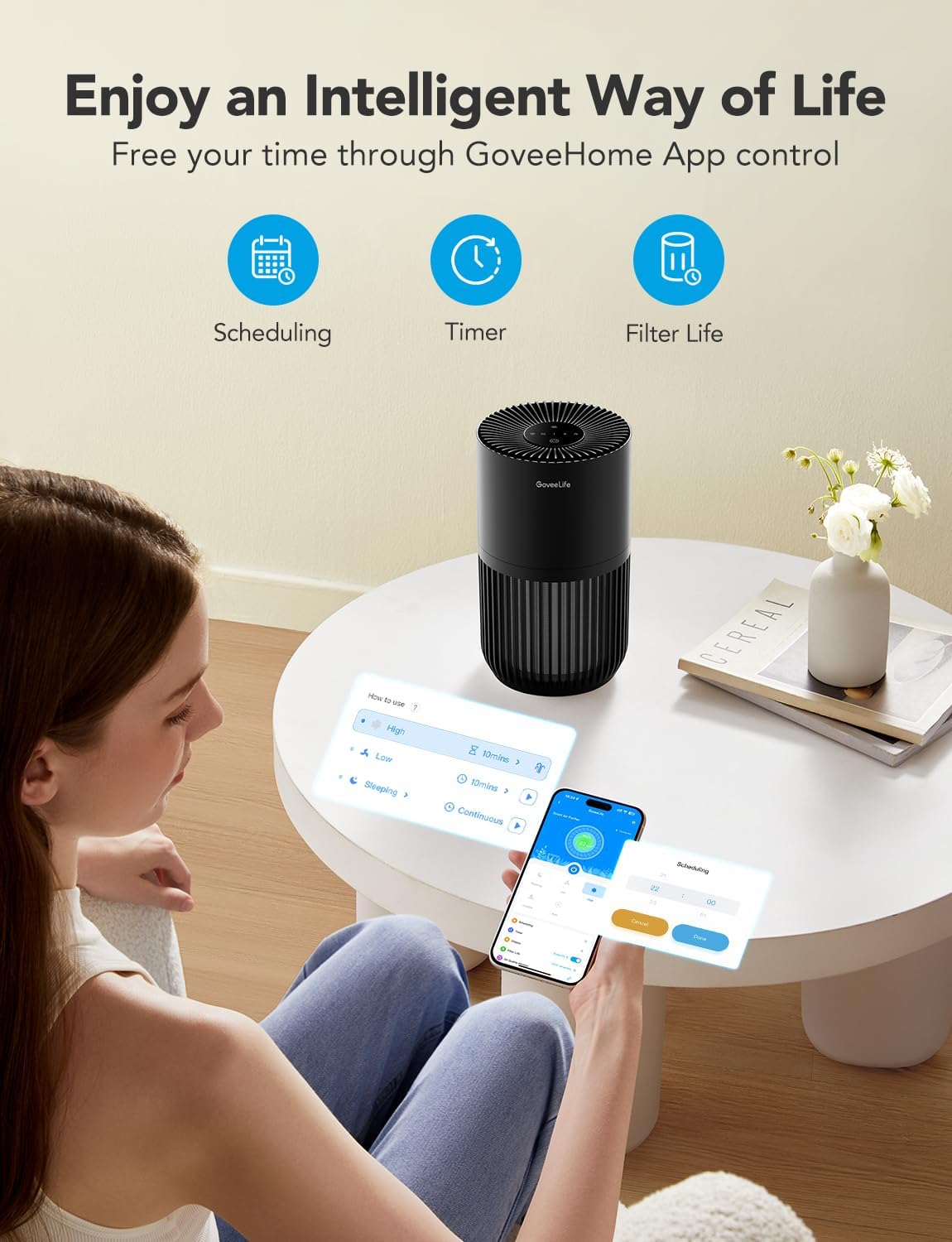 GoveeLife Mini Air Purifier for Bedroom