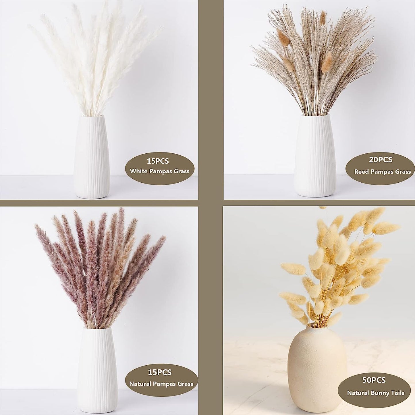 100 PCS Natural Dried Pampas Grass Bouquet