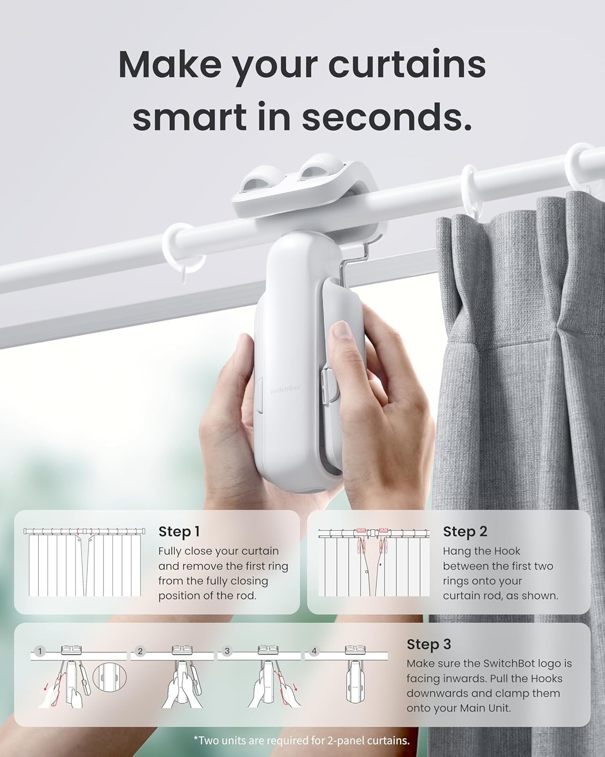 SwitchBot 2025 Automatic Curtain Opener 3, 2 PACK