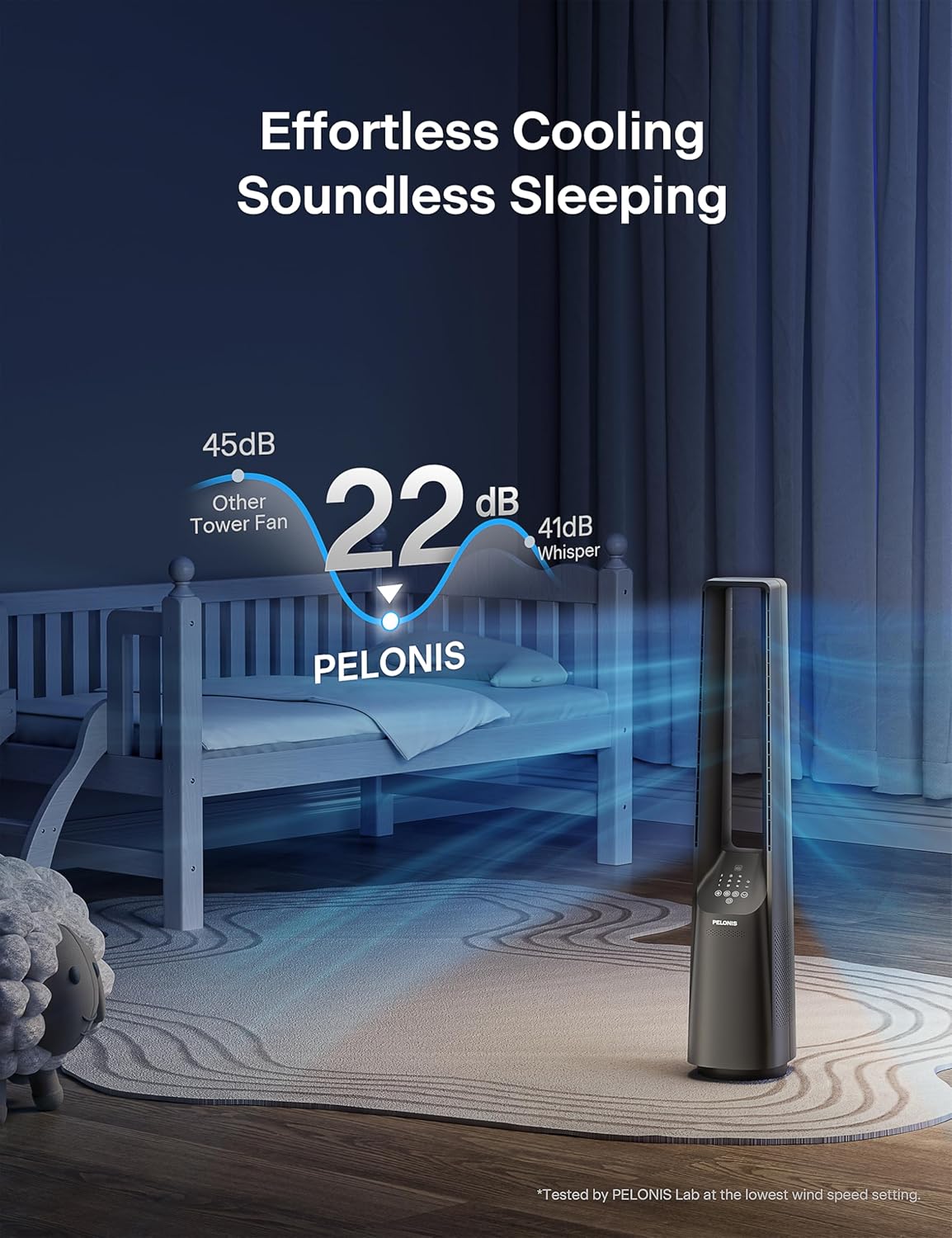 PELONIS 40" Smart Bladeless Fan for Bedrrom