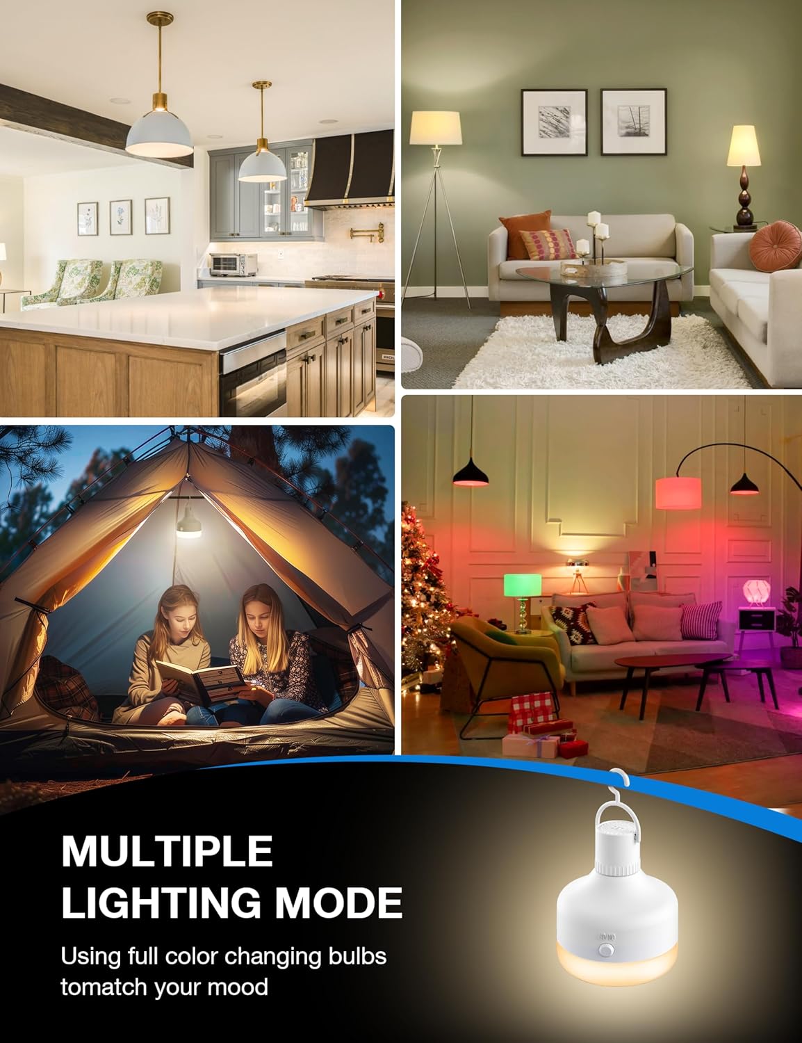 NIORSUN 2Packs E26 Battery Operated Light Bulb