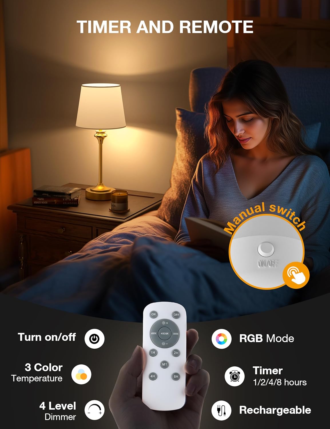 NIORSUN 2Packs E26 Battery Operated Light Bulb