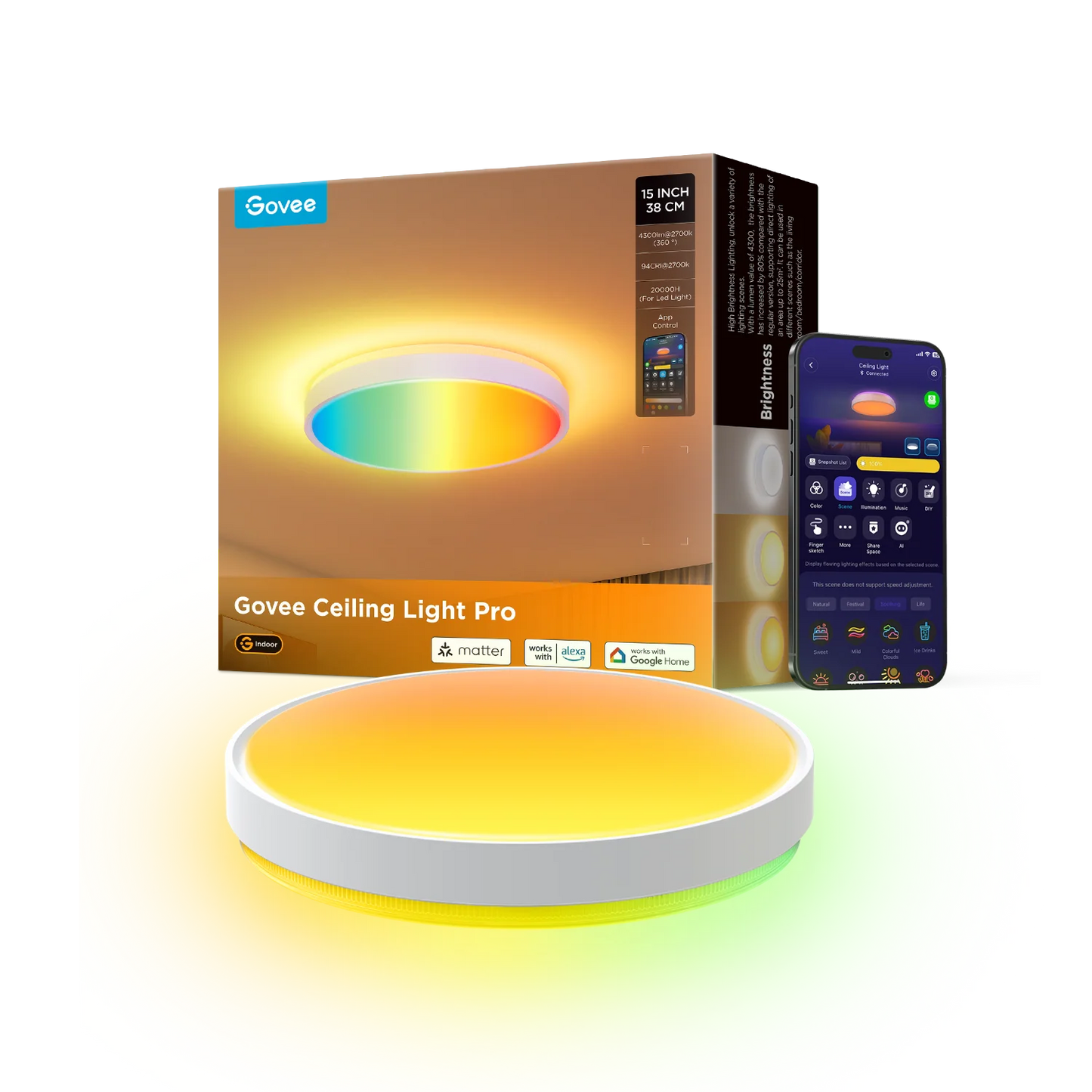 Govee 15-Inch RGBICWW Smart Ceiling Light Pro