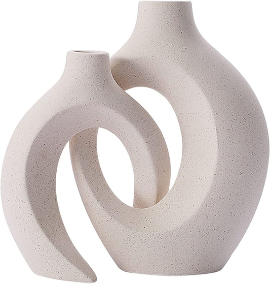 DACOSTIC Hollow Ceramic Vase Set of 2 for Modern Home Decor