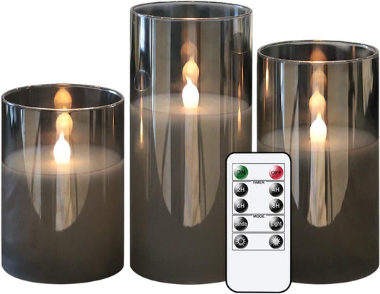GenSwin Gray Glass Flameless Candles